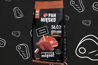 Pan Mięsko sucha karma dla kota wołowina z jeleniem 2 x 1,6 kg – bezzbożowa, hipoalergiczna