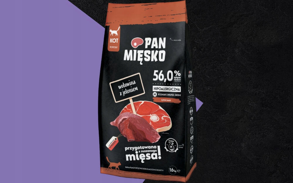 Pan Mięsko sucha karma dla kota wołowina z jeleniem 2 x 1,6 kg – bezzbożowa, hipoalergiczna