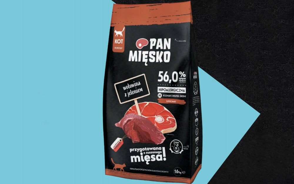 Pan Mięsko sucha karma dla kota wołowina z jeleniem 2 x 1,6 kg – bezzbożowa, hipoalergiczna