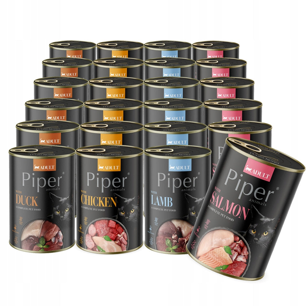 Piper Animals mokra karma dla kota bezzbożowa 24x400 g – puszki dla dorosłych, mix smaków