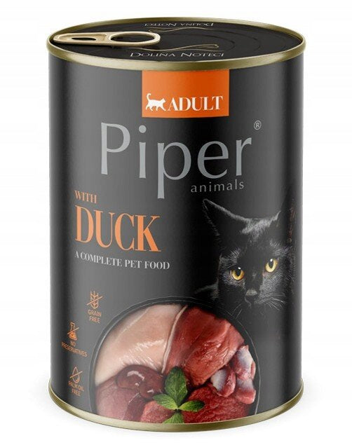 Piper Animals mokra karma dla kota z kaczką 12 x 400 g – puszki dla dorosłych kotów
