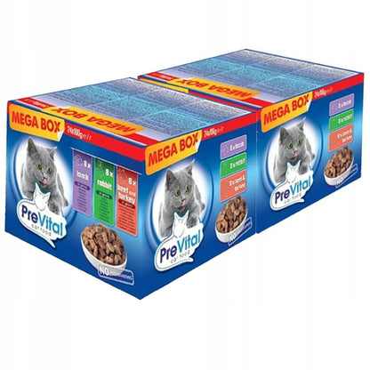 Prevital mokra karma dla kota dorosłego 48 x 100 g w sosie – mix 4 smaków