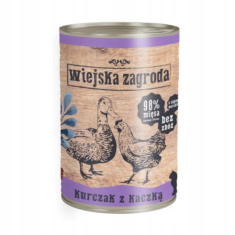 Wiejska Zagroda mokra karma dla kota bezzbożowa 12 × 400 g – mix 3 smaków