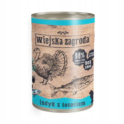 Wiejska Zagroda mokra karma dla kota bezzbożowa 12 × 400 g – mix 3 smaków