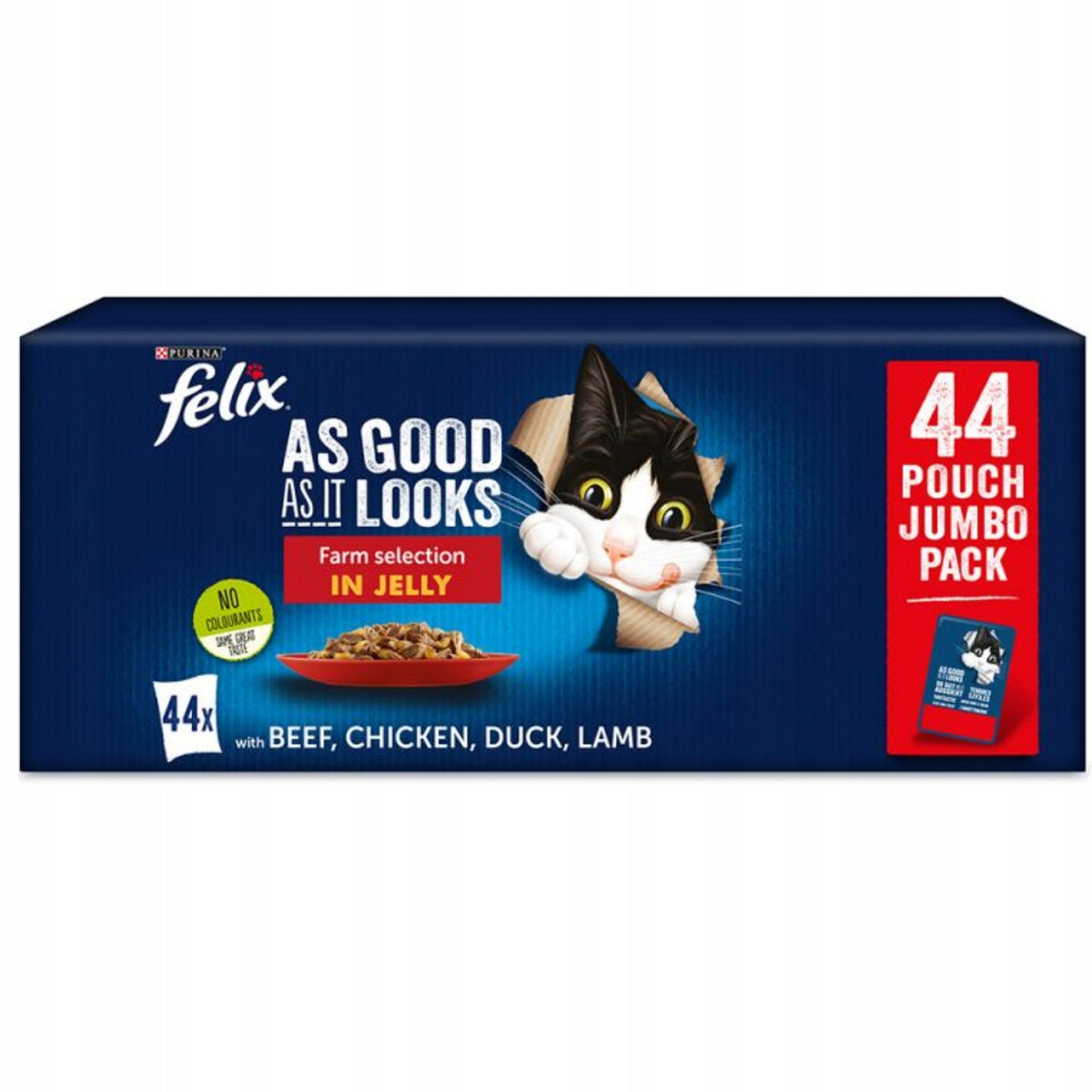 Felix Fantastic mokra karma dla kota w galarecie 44 x 85 g – bezzbożowa, mięsne smaki