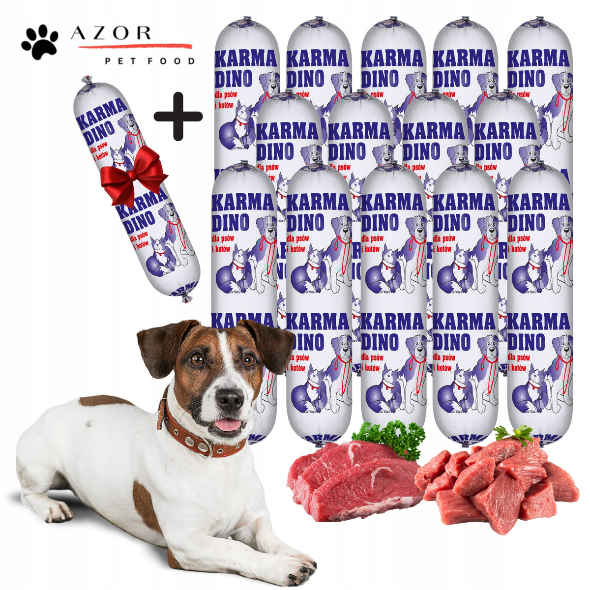 AZOR Baton DINO karma mokra dla psa 1 kg – wieprzowina, dla wszystkich ras i wieku