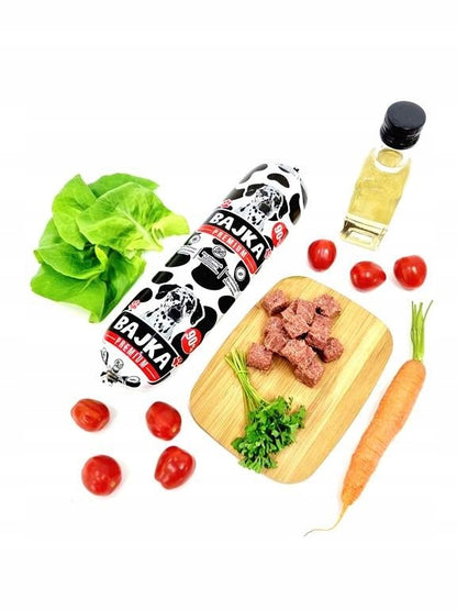 Bajka Mokra karma dla psa w batonie 1 kg, 80% i 90% mięsa, 3 smaki – zestaw 29 szt.