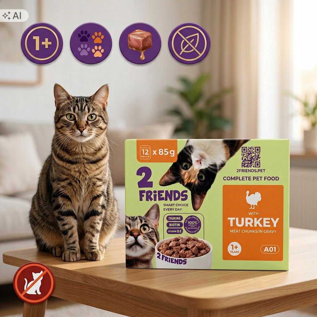 2 FRIENDS Karma mokra dla kota 48 x 85 g – mix 4 smaków w saszetkach, bez cukru, 4,08 kg
