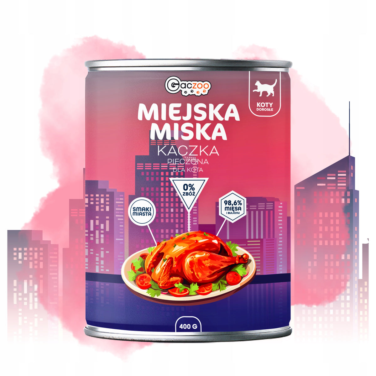 Gaczoo Miejska Miska karma mokra dla kota bezzbożowa 12 x 400 g – mix smaków