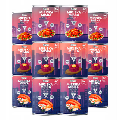 Gaczoo Miejska Miska karma mokra dla kota bezzbożowa 12 x 400 g – mix smaków