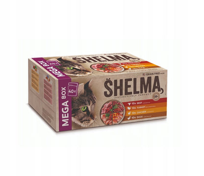 Shelma Mokra karma dla kota w saszetkach 40 x 85 g bez zbóż, w sosie – mix smaków