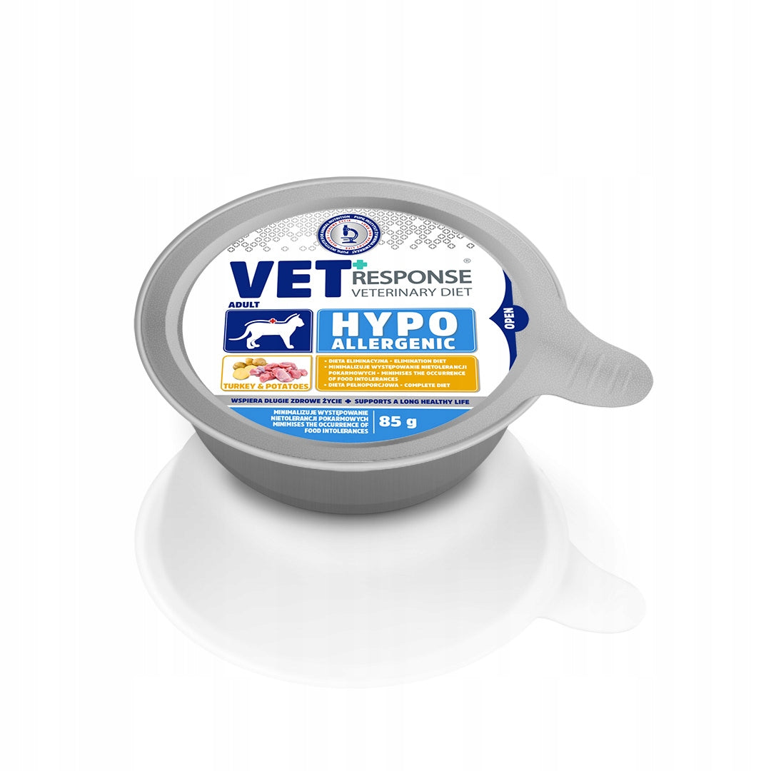 Vet Response karma mokra dla kota hipoalergiczna, indyk 10 x 85 g – tacki