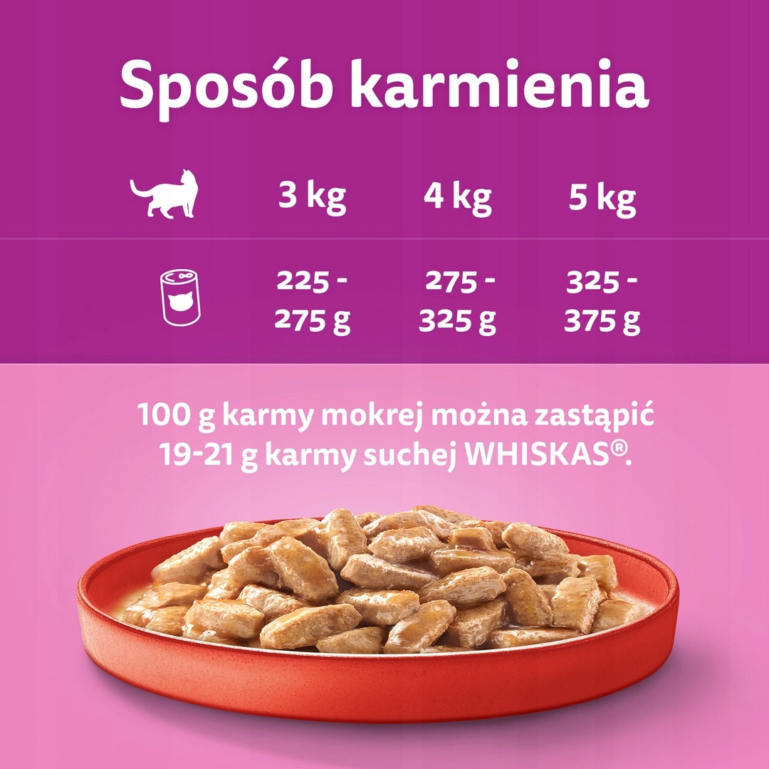 Whiskas Adult 1+ karma mokra dla kota 24x400 g wołowina w sosie – puszki 9,6 kg