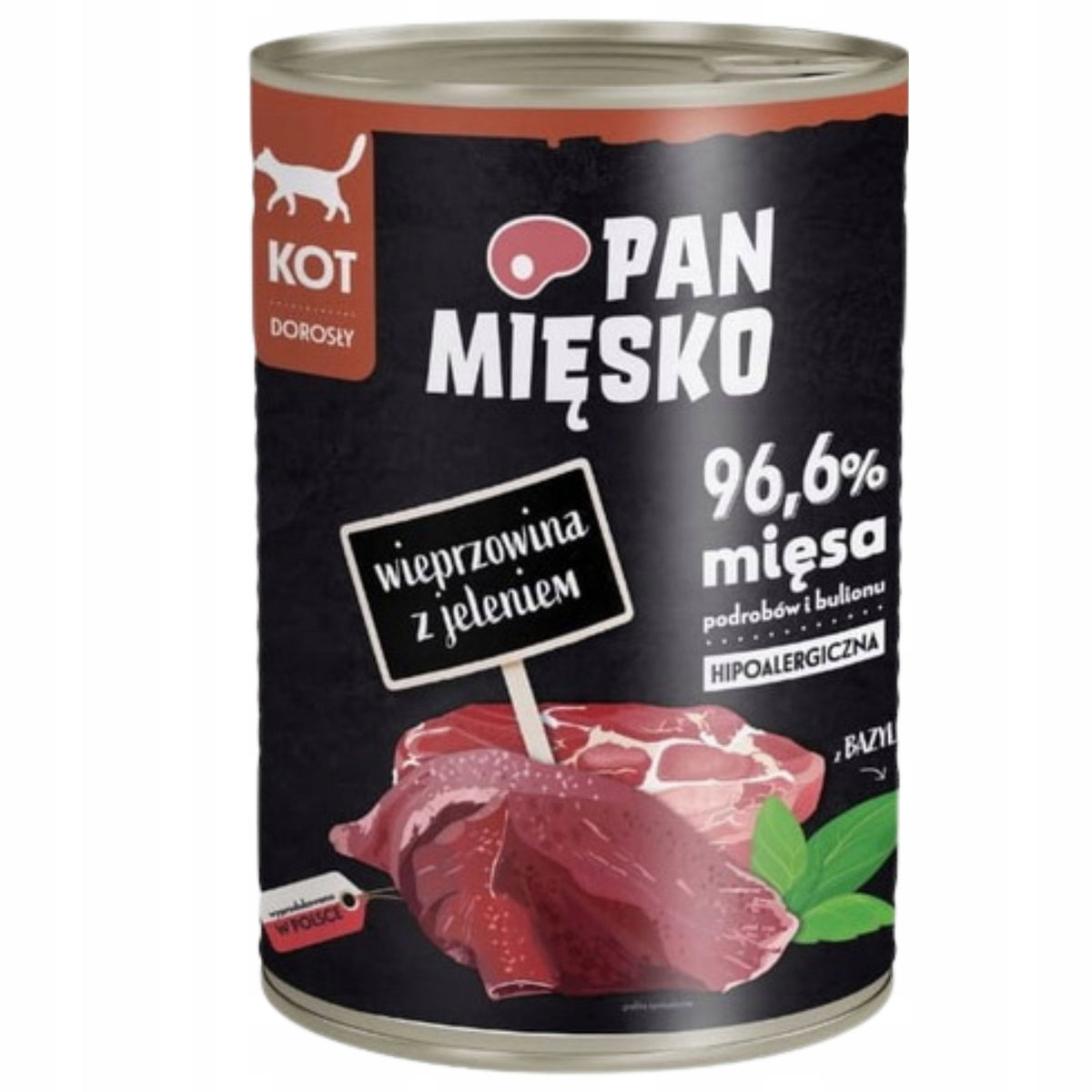 Pan Mięsko Karma mokra dla kota 400 g – bezzbożowa, hipoalergiczna, wieprzowina z jeleniem