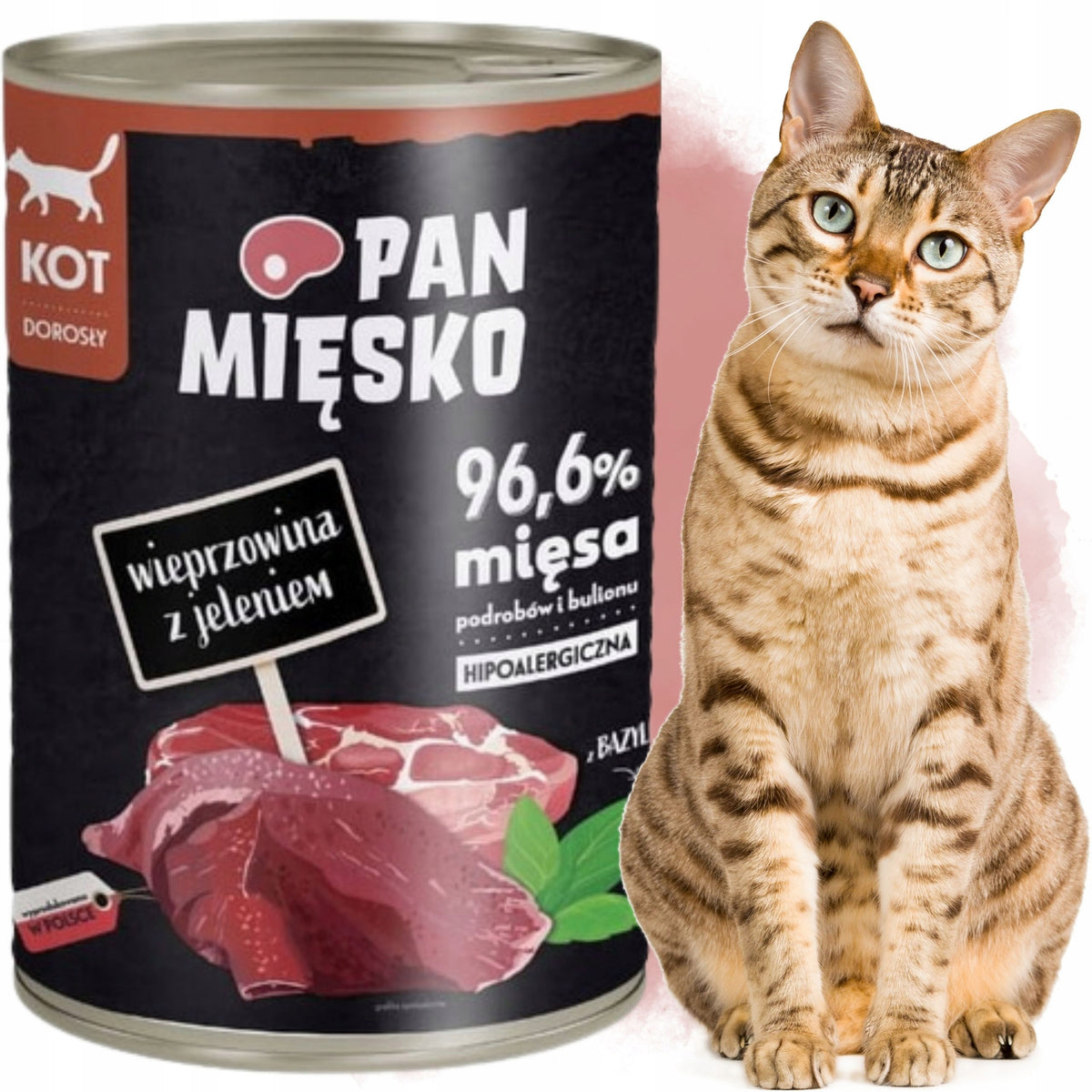 Pan Mięsko Karma mokra dla kota 400 g – bezzbożowa, hipoalergiczna, wieprzowina z jeleniem