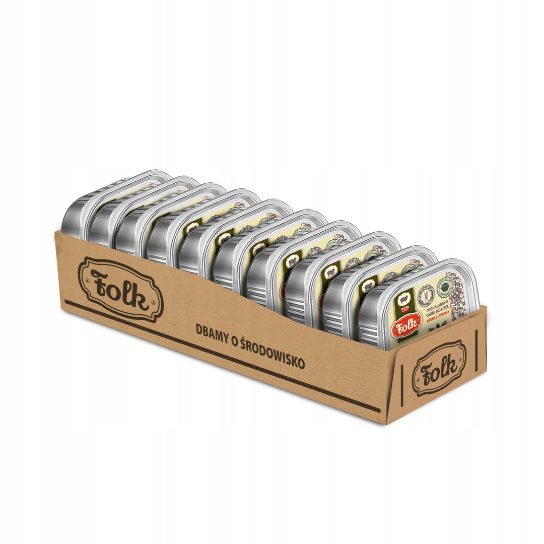 FOLK Karma mokra dla psa z jagnięciną 10 x 100 g – bezzbożowa, dla małych ras