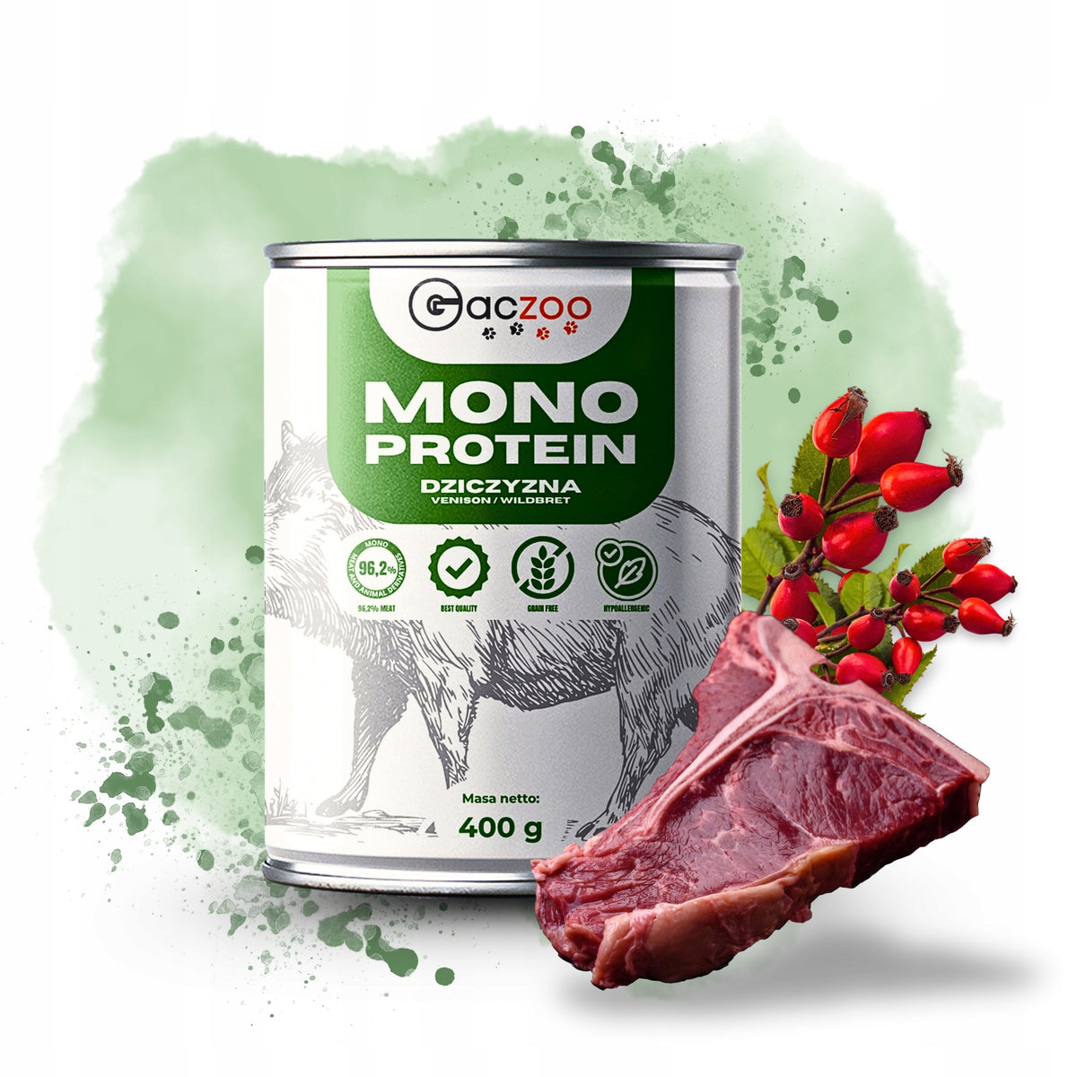 Gaczoo Mono Protein karma mokra dla psa hipoalergiczna 4 x 400 g – bez zbóż, mix smaków