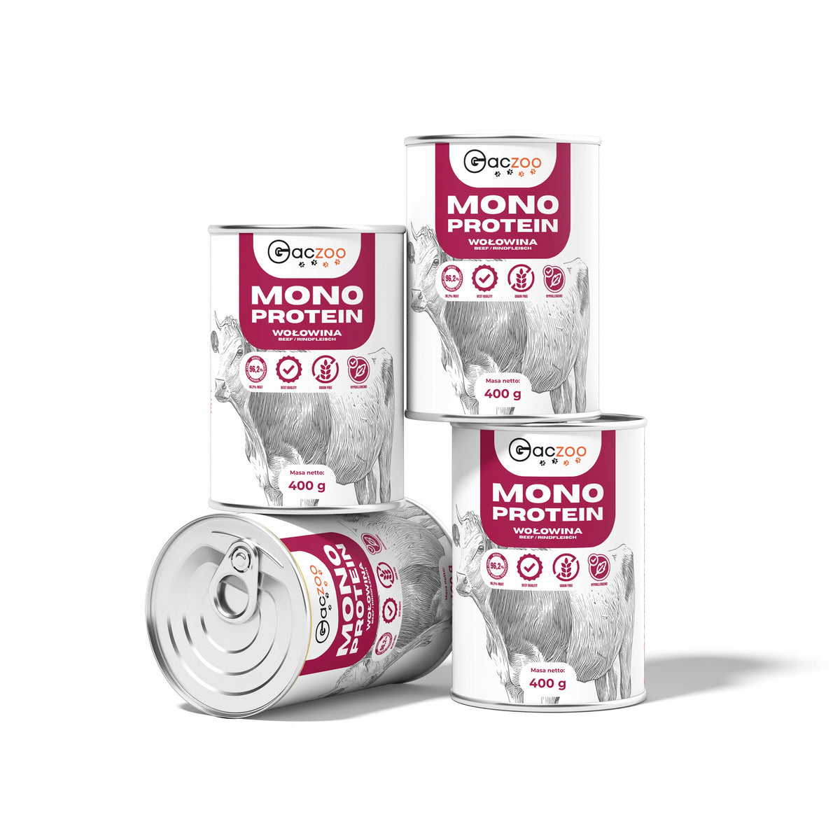 Gaczoo Mono Protein karma mokra dla psa z wołowiną 6 x 400 g – monobiałkowa, bezzbożowa