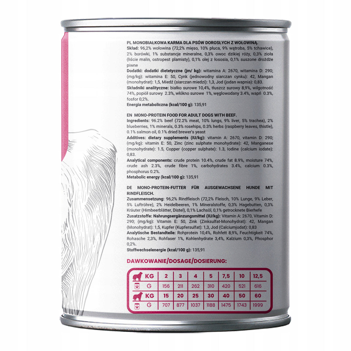 Gaczoo Mono Protein karma mokra dla psa z wołowiną 6 x 400 g – monobiałkowa, bezzbożowa