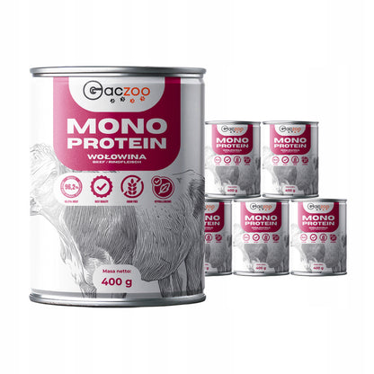 Gaczoo Mono Protein karma mokra dla psa z wołowiną 6 x 400 g – monobiałkowa, bezzbożowa