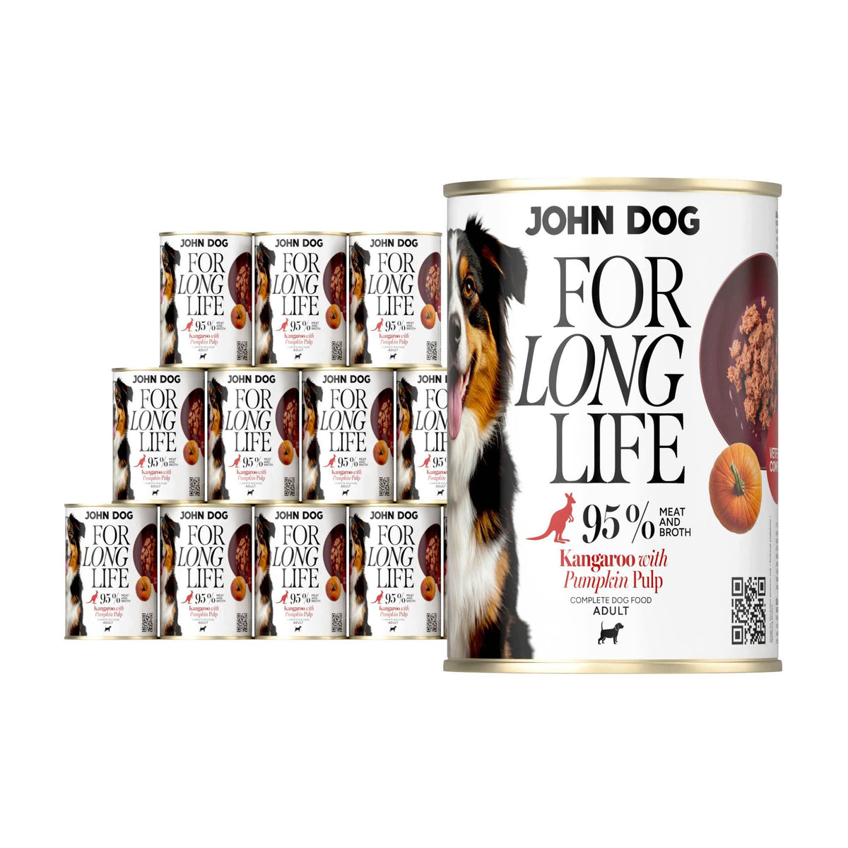 John Dog For Long Life karma mokra dla psa kangur z dynią 12x400 g – bezzbożowa