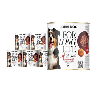 John Dog For Long Life karma mokra dla psa z kangurem i dynią 6x800 g – bezzbożowa