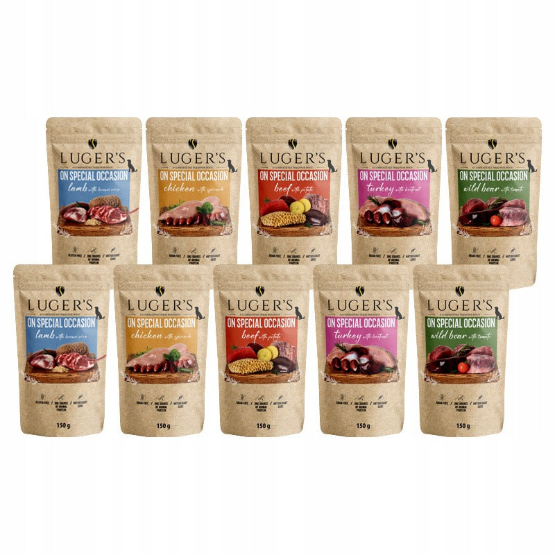 Luger's On Special Occasion karma mokra dla psa dorosłego 10 x 150 g – mix smaków