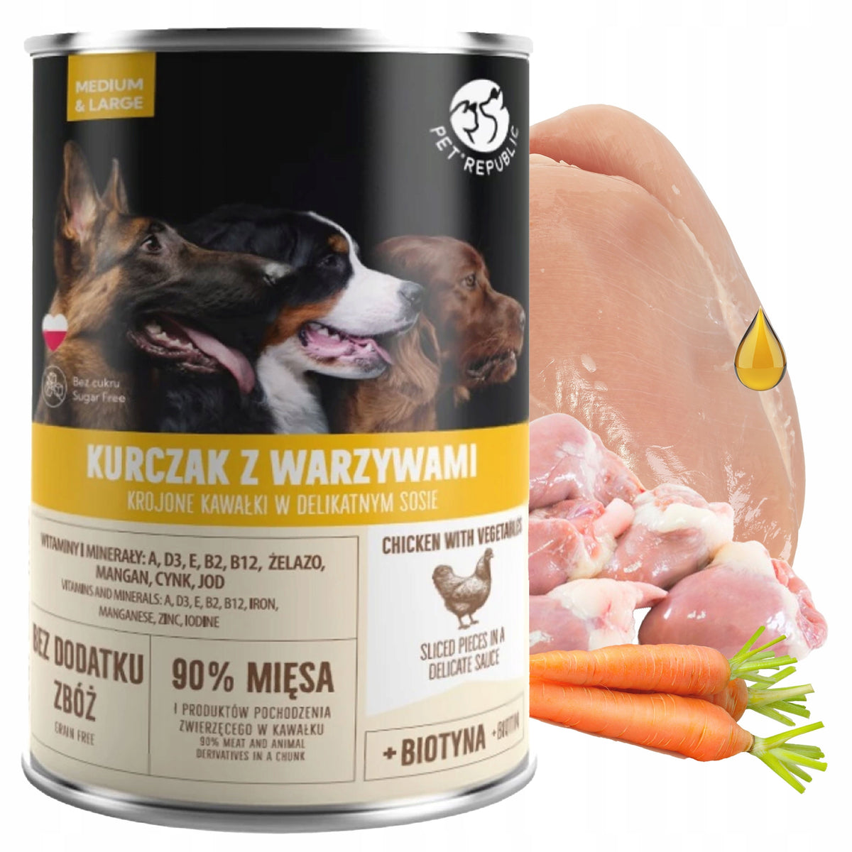 Pet Republic karma mokra dla psa bez zbóż, kawałki w sosie 12 x 1250 g – mix smaków