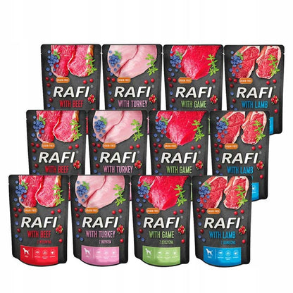 RAFI Karma mokra dla psa bezzbożowa 40 x 300 g – saszetki dla dorosłych psów, mix smaków