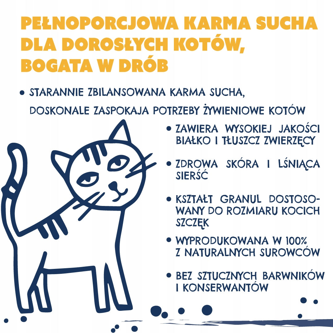 TEO Karma sucha dla kota dorosłego 9 kg z drobiem, z tauryną i witaminami – smak drób