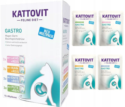 Kattovit Gastro karma weterynaryjna dla kota na żołądek i jelita 12 x 85 g – mix smaków