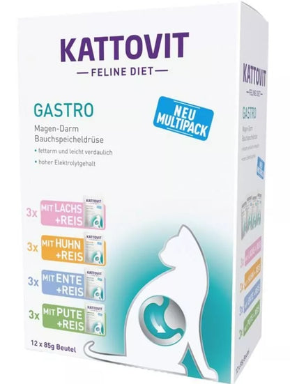 Kattovit Gastro karma weterynaryjna dla kota na żołądek i jelita 12 x 85 g – mix smaków