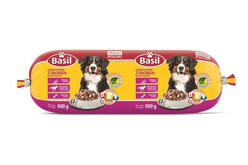 BASIL Mokra karma dla psa w batonie 900 g, 20 szt. – mix drób i wołowina