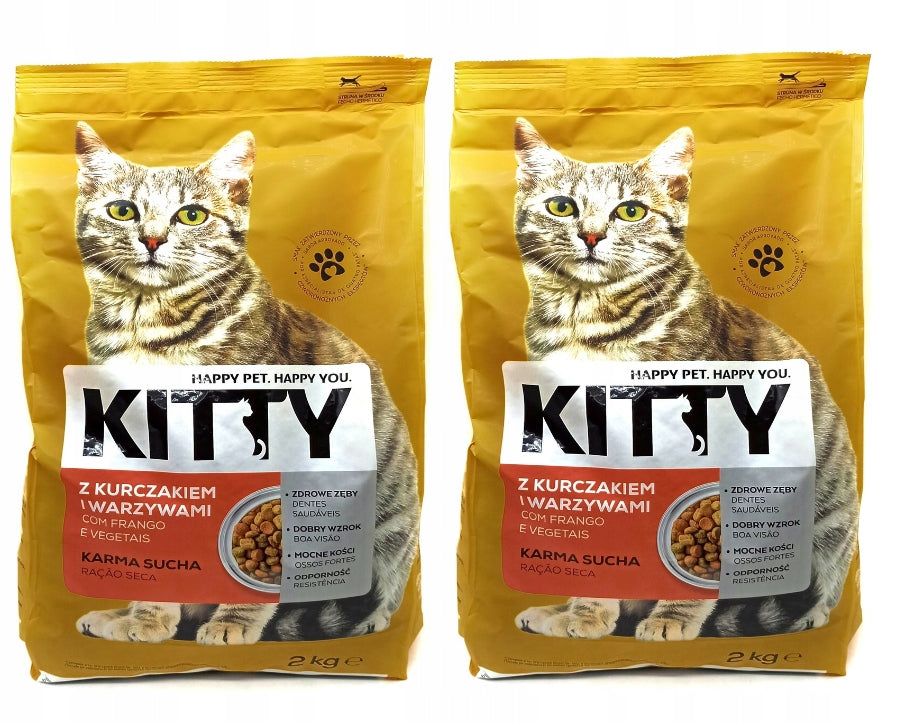 Kitty Sucha karma dla kota dorosłego 2 x 2 kg (4 kg) – kurczak z warzywami