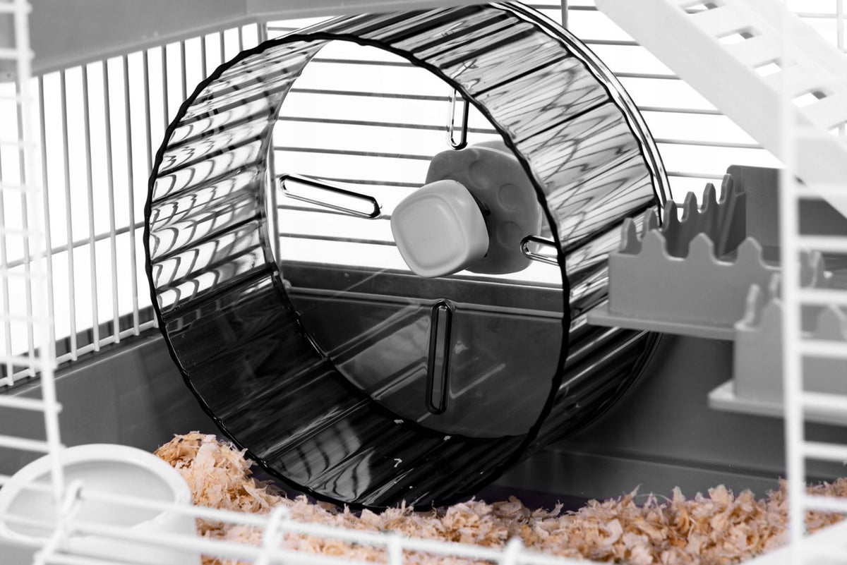 Klatka dla chomika z wyposażeniem 46 x 29 x 30 cm – dwa piętra, kołowrotek, tunel, domek