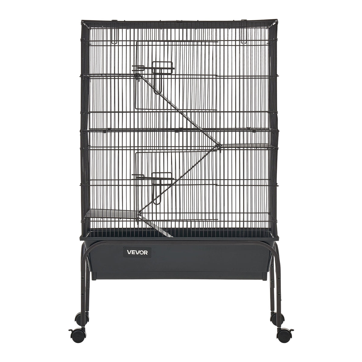 Vevor Klatka dla fretki i szynszyli 63x36x101 cm na kółkach, z rampą i tacką – brązowo-czarna