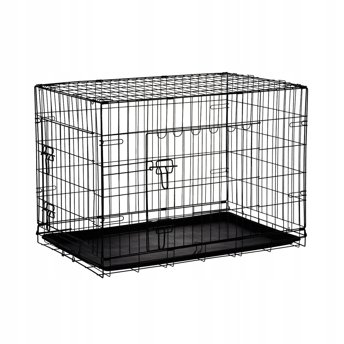 Klatka kennelowa dla psa 107x69x75 cm metalowa, składana, z dwojgiem drzwi i kuwetą