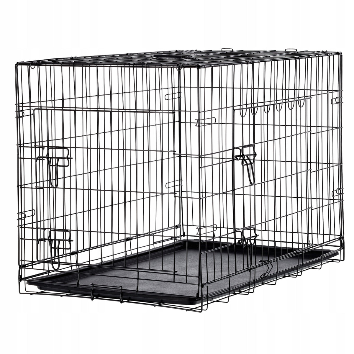 Klatka kennelowa dla psa 107x69x75 cm metalowa, składana, z dwojgiem drzwi i kuwetą