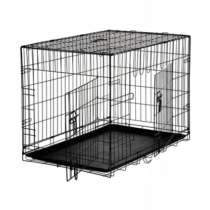 Klatka kennelowa dla psa 107x69x75 cm metalowa, składana, z dwojgiem drzwi i kuwetą