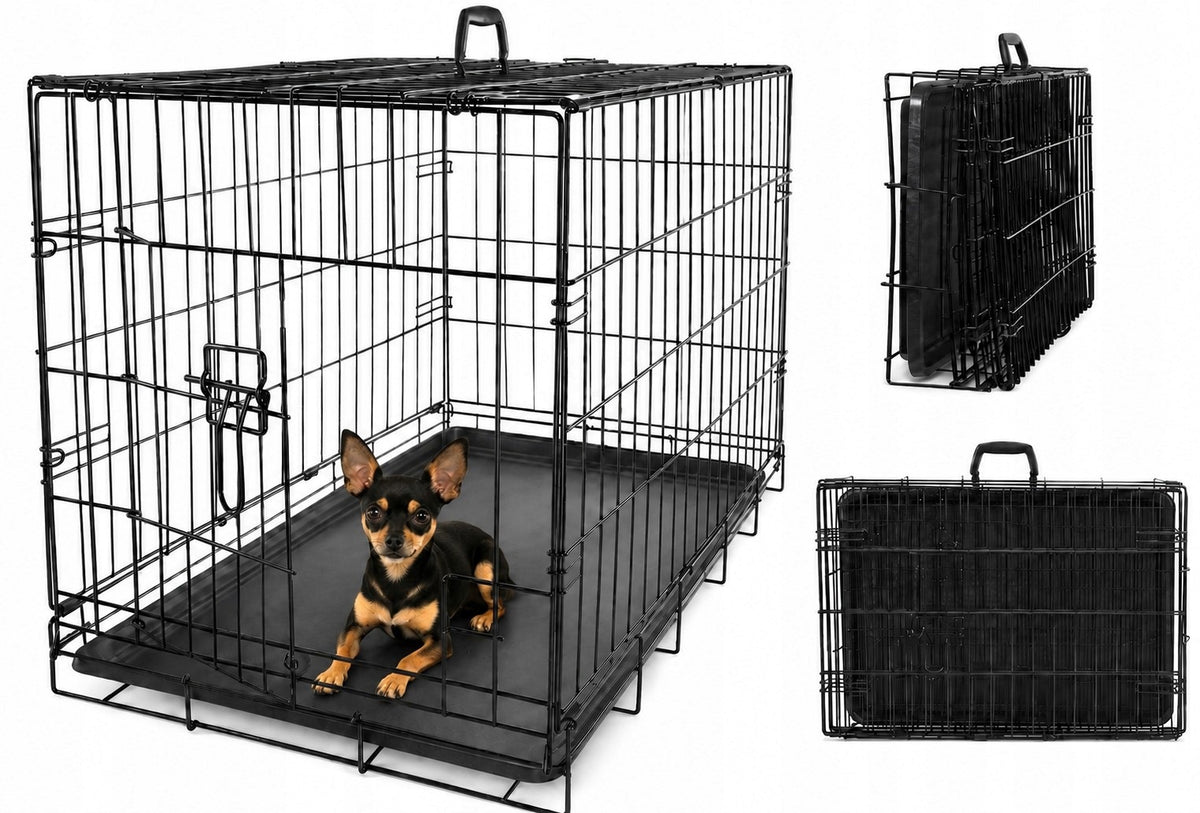 Anytech Klatka transportowa dla psa 50x35x42 cm, metalowa, składana – rozmiar S