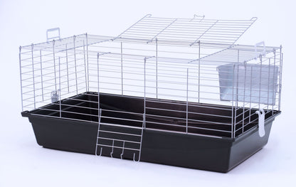 Pet Products Industries Klatka dla królika i świnki morskiej Maxi XL 100 x 55 x 44 cm – srebrna/czarna