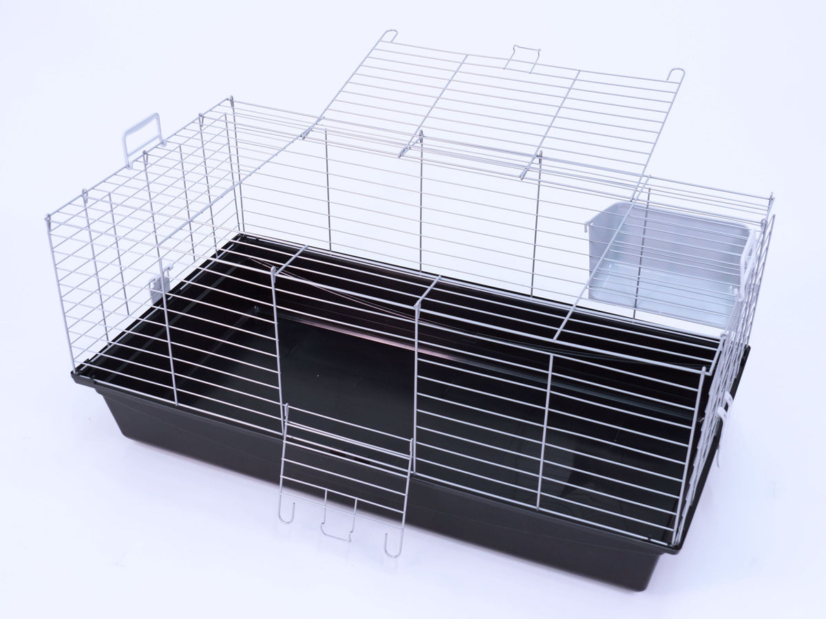 Pet Products Industries Klatka dla królika i świnki morskiej Maxi XL 100 x 55 x 44 cm – srebrna/czarna
