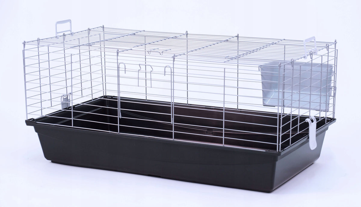 Pet Products Industries Klatka dla królika i świnki morskiej Maxi XL 100 x 55 x 44 cm – srebrna/czarna