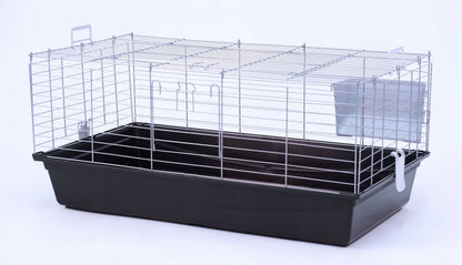 Pet Products Industries Klatka dla królika i świnki morskiej Maxi XL 100 x 55 x 44 cm – srebrna/czarna