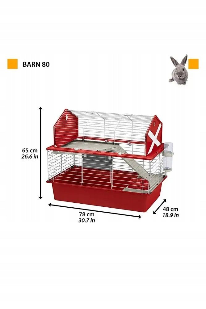 FERPLAST Klatka dla królika i świnki morskiej Barn 80, 78 x 48 x 65 cm, piętrowa – szara