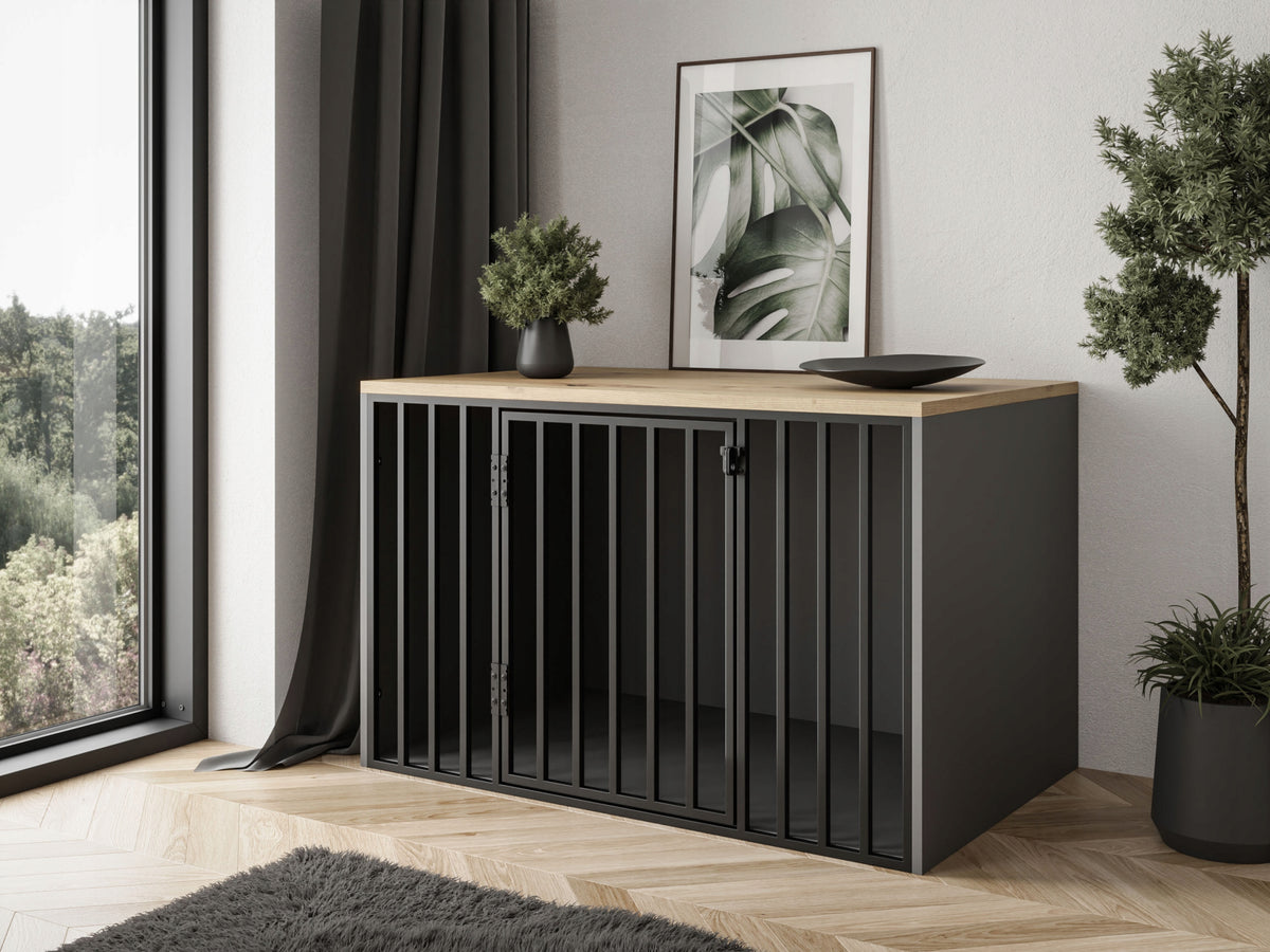 Klatka kennelowa dla psa 110x70x70 cm z podłogą – mebel z blatem 22 mm dla dużego psa