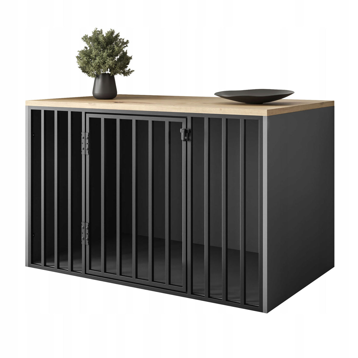 Klatka kennelowa dla psa 135x85x105 cm z podłogą – mebel z płyty i metalu, rasy olbrzymie