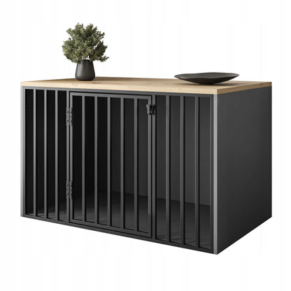 Klatka kennelowa dla psa 135x85x105 cm z podłogą – mebel z płyty i metalu, rasy olbrzymie