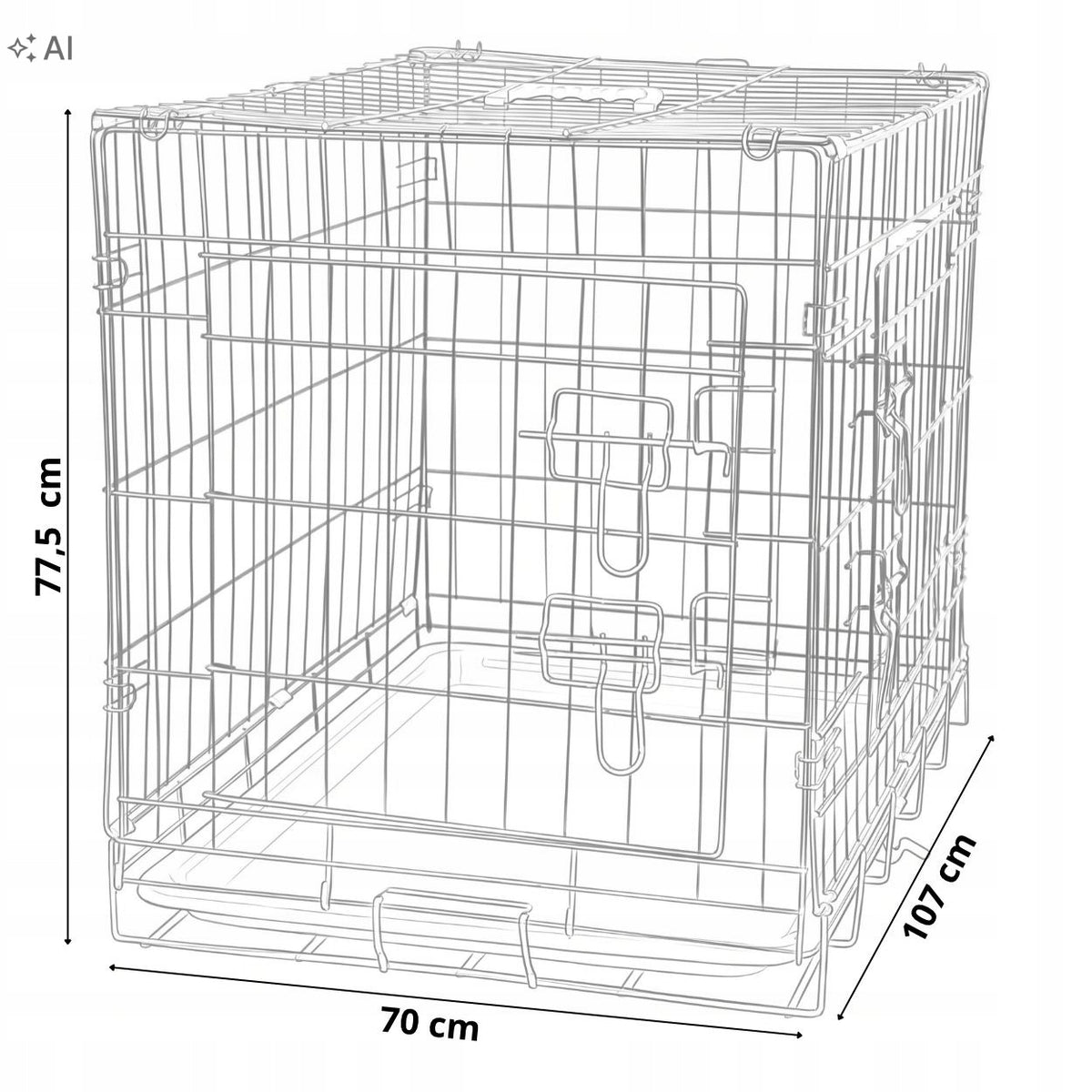 Funfit Home&Office Klatka kennelowa dla psa 107x70x77,5 cm stalowa, składana – rasy olbrzymie
