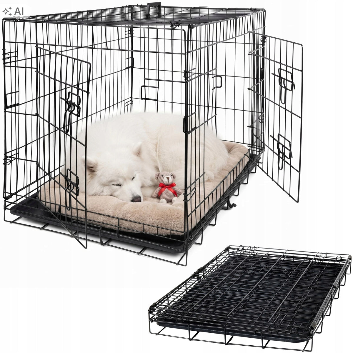 Funfit Home&Office Klatka kennelowa dla psa 107x70x77,5 cm stalowa, składana – rasy olbrzymie